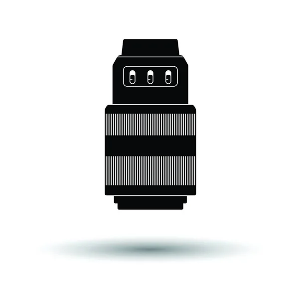 Ikona Objektivu Fotoaparátu Bílé Pozadí Stínovým Designem Vektorová Ilustrace — Stockový vektor