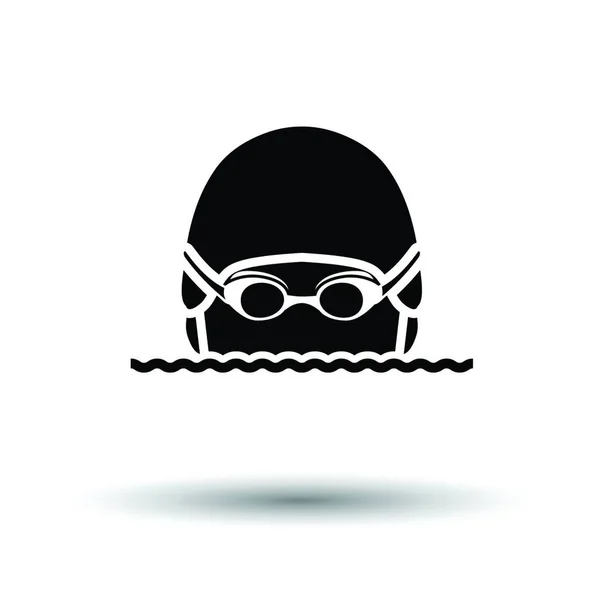 Swimming Man Head Icon White Background Shadow Design Vector Illustration — Stock Vector