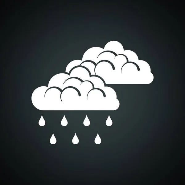 Regensymbol Schwarzer Hintergrund Mit Weiß Vektorillustration — Stockvektor