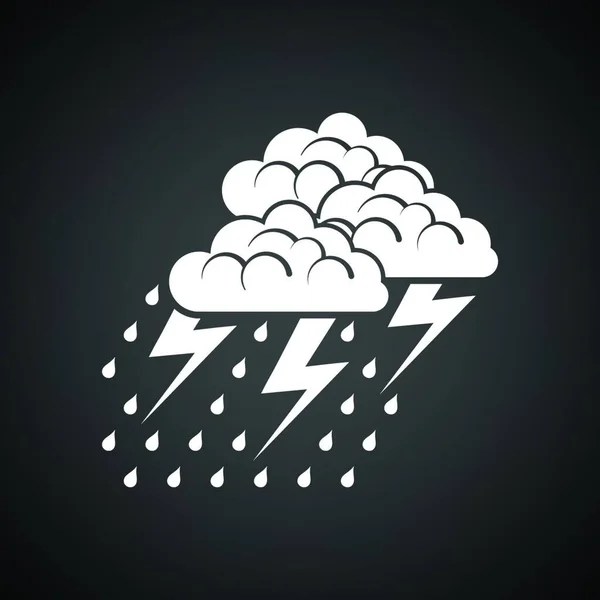 Gewittersymbol Schwarzer Hintergrund Mit Weiß Vektorillustration — Stockvektor