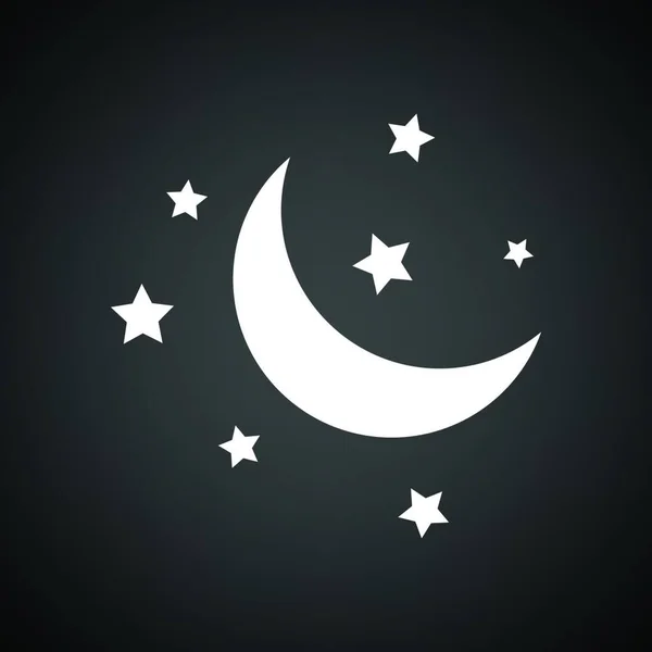 Ночной Значок Черный Фон Белым Векторная Иллюстрация — стоковый вектор