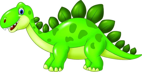 Cartoon Engraçado Mascote Stegosaurus Isolado Fundo Branco — Vetor de Stock