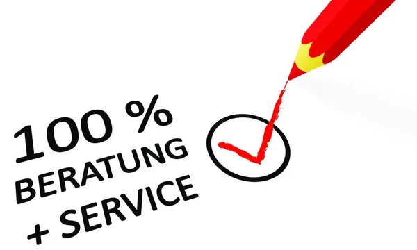 Rotstift Und Text 100 Beratung Und Service — Stockvektor