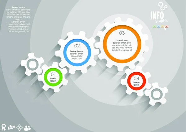 Ruedas Engranajes Info Gráfico — Vector de stock