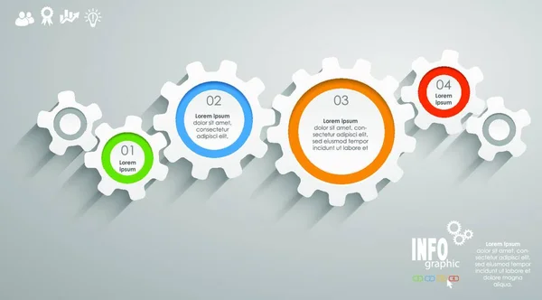 Ingranaggi Ruote Info Grafiche — Vettoriale Stock