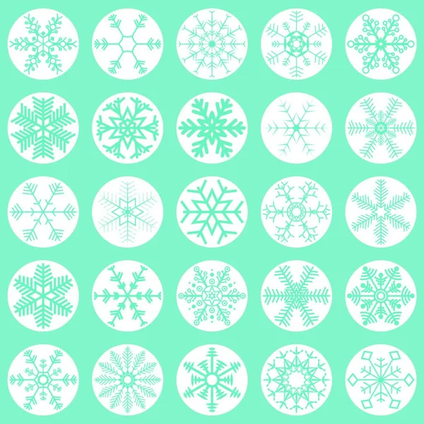 Collection Different Abstract Snow Flakes Christmas Winter Time — Stock Vector