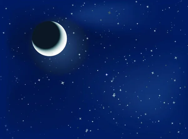 Måne Och Stjärnklar Natt — Stock vektor