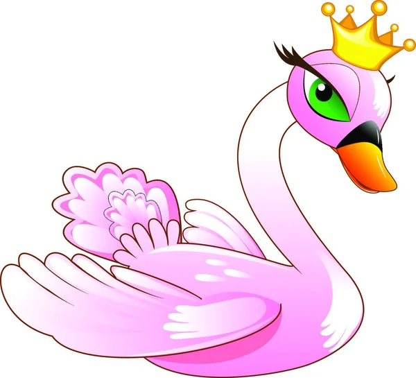 鳥の白鳥 白い背景に漫画のピンクの白鳥 — ストックベクタ