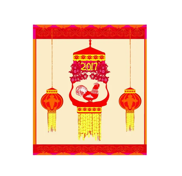 Rok Kohoutího Designu Pro Čínskou Novoroční Oslavu — Stockový vektor