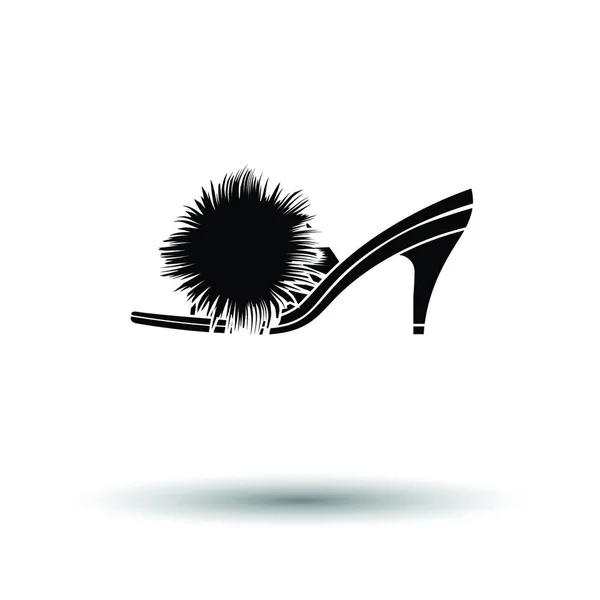 Femme Pom Pom Chaussure Icône Fond Blanc Avec Design Ombre — Image vectorielle