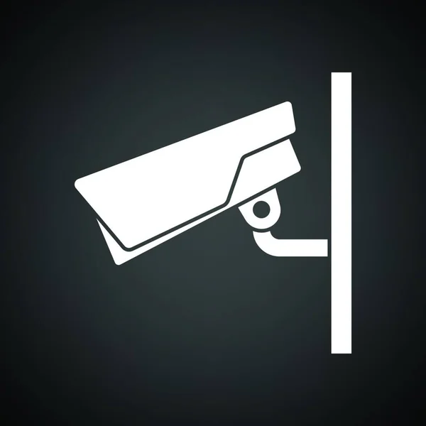 Güvenlik Kamerası Ikonu Siyah Arka Plan Beyaz Vektör Illüstrasyonu — Stok Vektör