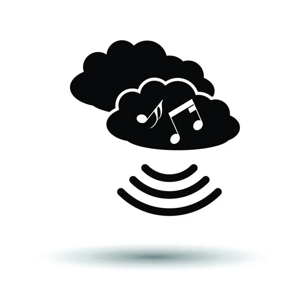Icono Nube Musical Fondo Blanco Con Diseño Sombra Ilustración Vectorial — Vector de stock