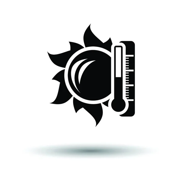 Sun Thermometer High Temperature Icon White Background Shadow Design Vector — Stock Vector