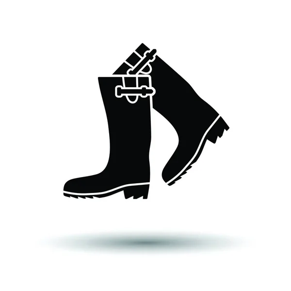 猎人的橡胶靴图标 白色背景 阴影设计 矢量说明 — 图库矢量图片
