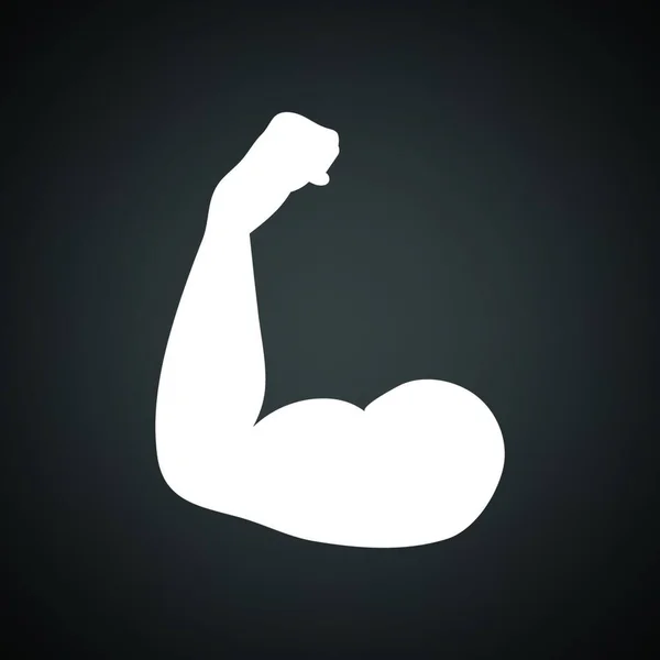 Ikona Bicepsu Černé Pozadí Bílou Vektorová Ilustrace — Stockový vektor