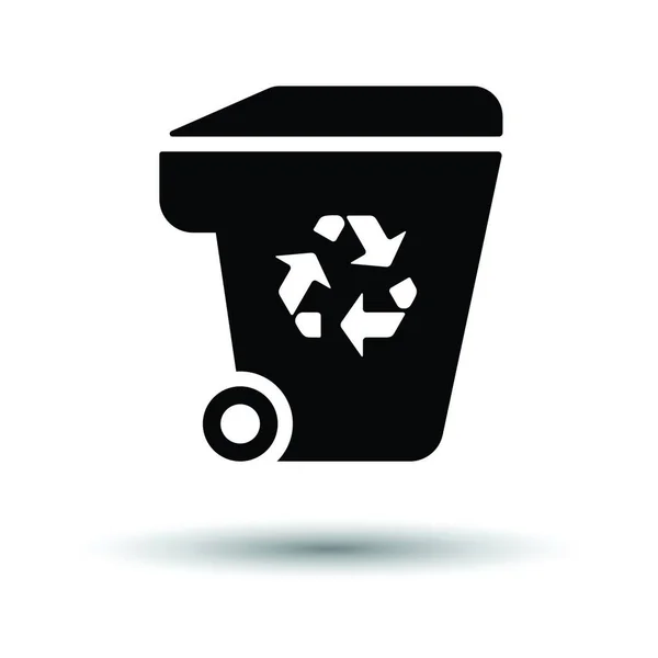 Pojemnik Śmieci Recykling Ikona Znak Białe Tło Motywem Cienia Ilustracja — Wektor stockowy