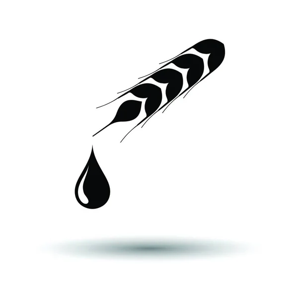 Tarwe Met Drop Icoon Witte Achtergrond Met Schaduwontwerp Vectorillustratie — Stockvector