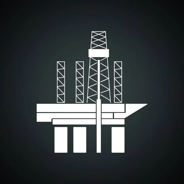 Icona Della Piattaforma Petrolifera Sfondo Nero Con Bianco Illustrazione Vettoriale — Vettoriale Stock