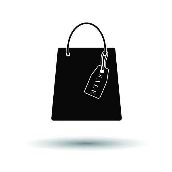 Einkaufstasche Mit Sale Tag Symbol Weißer Hintergrund Mit Schattendesign Vektorillustration — Stockvektor