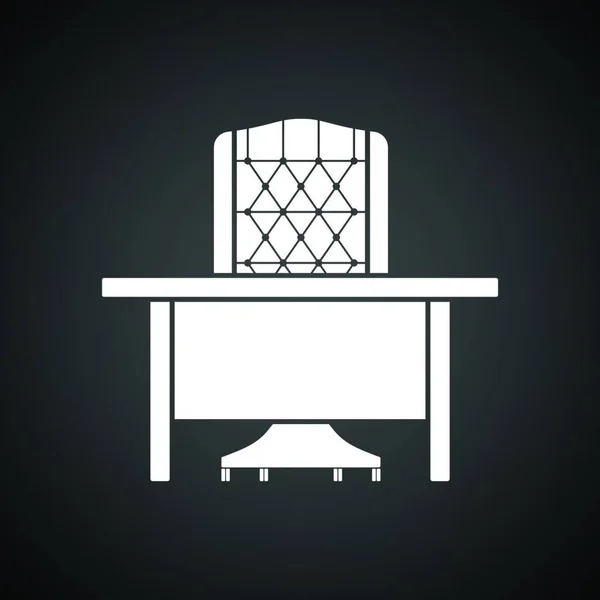 Значок Стола Кресла Черный Фон Белым Векторная Иллюстрация — стоковый вектор