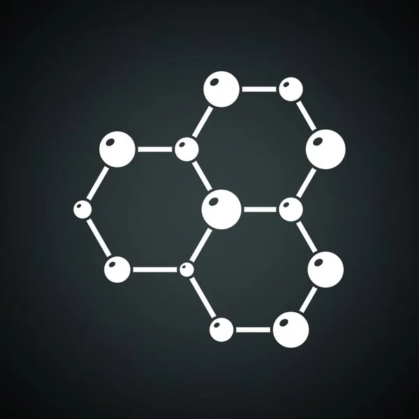 Εικονίδιο Χημείας Που Συνδέει Άτομα Εξάγωνο Μαύρο Φόντο Λευκό Εικονογράφηση — Διανυσματικό Αρχείο