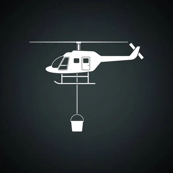 Tűzoltó Helikopter Ikon Fekete Háttér Fehér Vektorillusztráció — Stock Vector