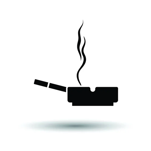 Sigaret Een Asbak Icoon Witte Achtergrond Met Schaduwontwerp Vectorillustratie — Stockvector
