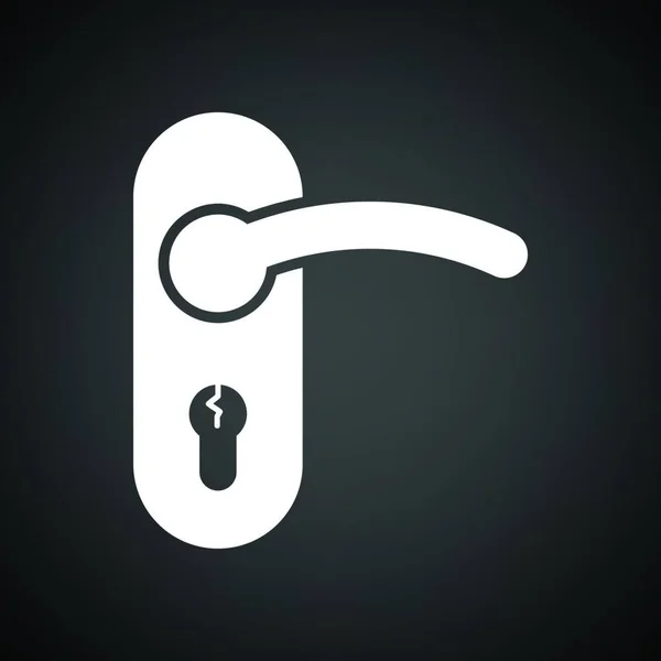 Poignée Porte Icône Fond Noir Avec Blanc Illustration Vectorielle — Image vectorielle