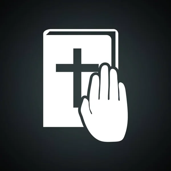 Hand Aufs Bibelsymbol Schwarzer Hintergrund Mit Weiß Vektorillustration — Stockvektor
