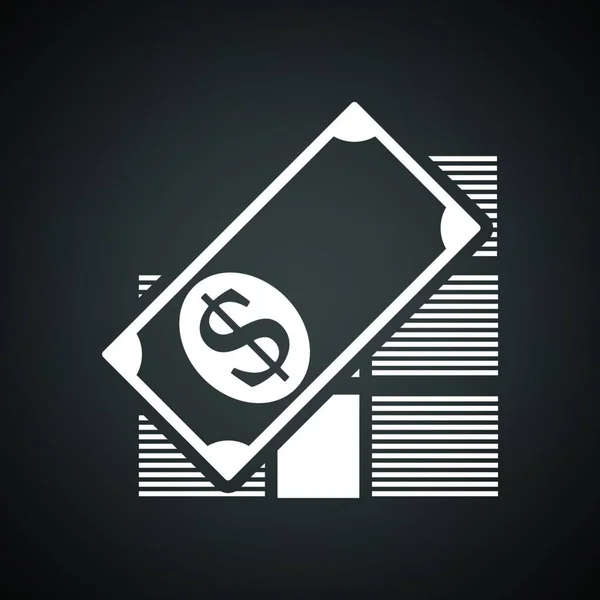 Στοίβα Εικονιδίων Τραπεζογραμματίων Μαύρο Φόντο Λευκό Εικονογράφηση Διανύσματος — Διανυσματικό Αρχείο
