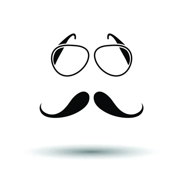 안경과 콧수염의 아이콘 배경에 그림자 무늬가 일러스트 — 스톡 벡터
