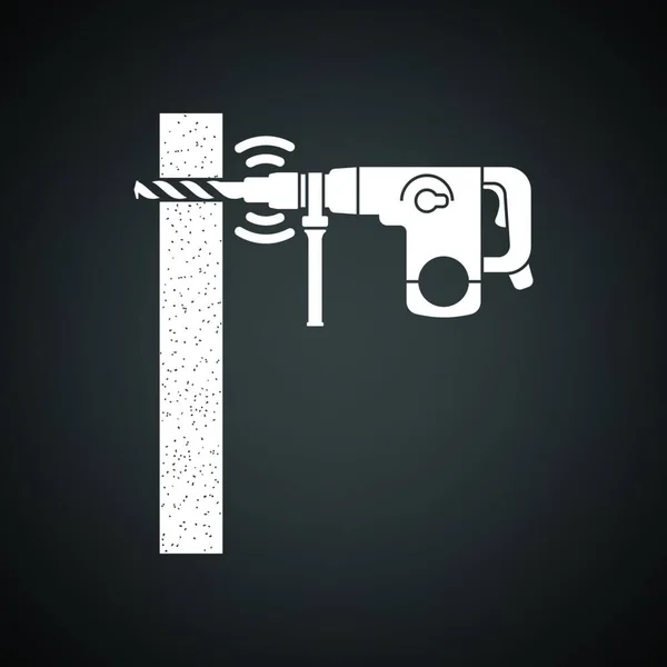 Ikone Der Perforator Bohrwand Schwarzer Hintergrund Mit Weiß Vektorillustration — Stockvektor