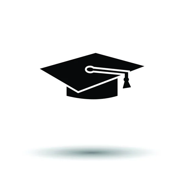 卒業キャップアイコン 影のデザインの白い背景 ベクターイラスト — ストックベクタ