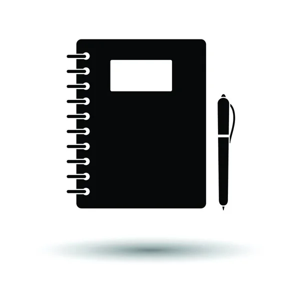 Cahier Exercices Avec Icône Stylo Fond Blanc Avec Design Ombre — Image vectorielle