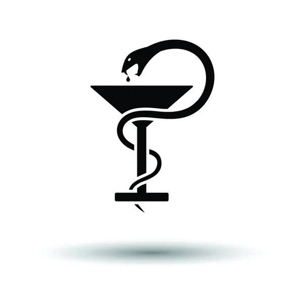 Medicine Sign Snake Glass Icon White Background Shadow Design Vector — Stock Vector