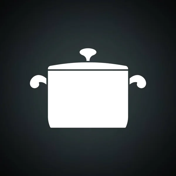 キッチンパンのアイコン 黒を背景に白 ベクターイラスト — ストックベクタ