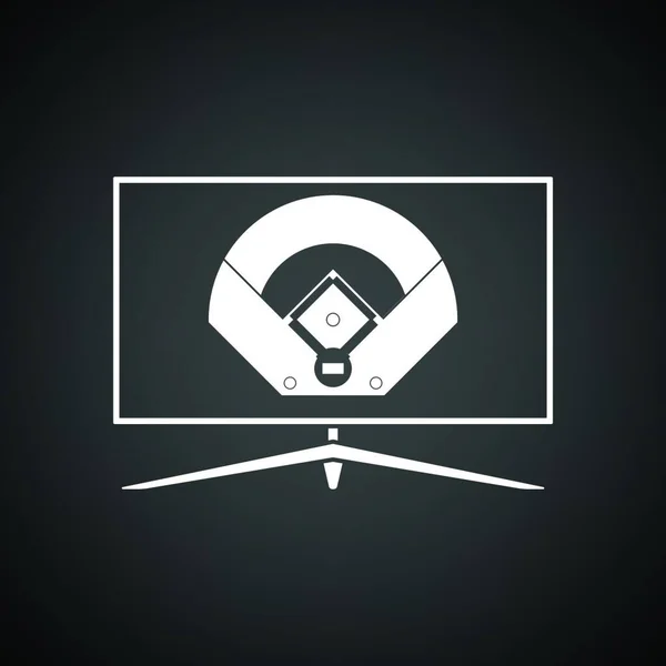 Baseball Icona Traduzione Sfondo Nero Con Bianco Illustrazione Vettoriale — Vettoriale Stock