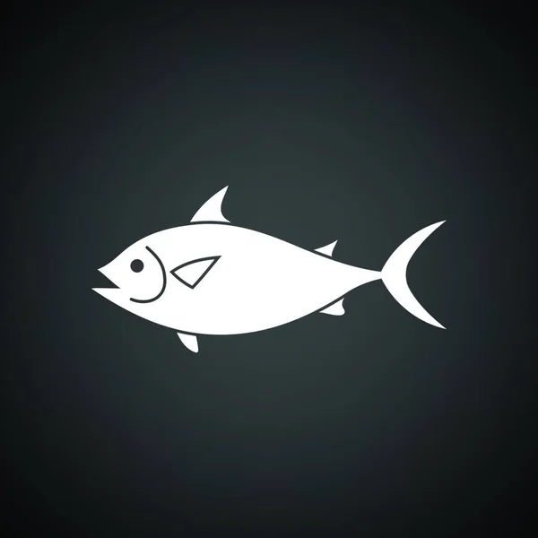 Rybí Ikona Černé Pozadí Bílou Vektorová Ilustrace — Stockový vektor