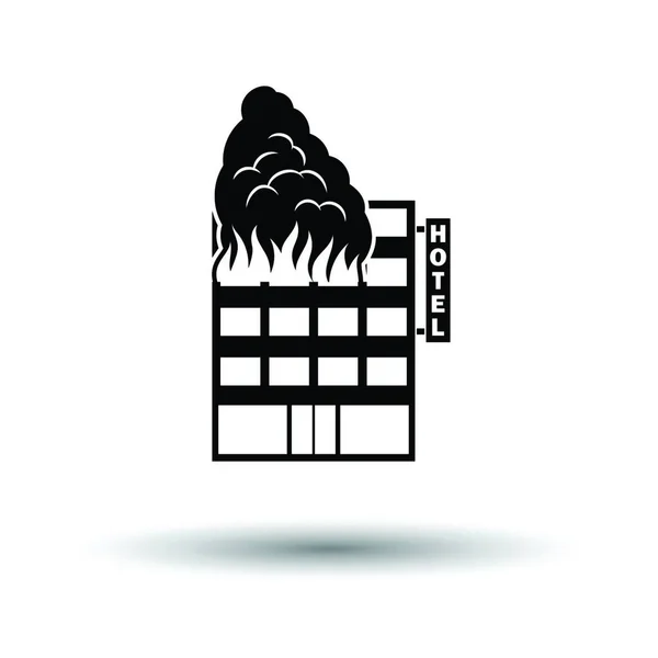 Hotelgebäude Flammen Weißer Hintergrund Mit Schattendesign Vektorillustration — Stockvektor