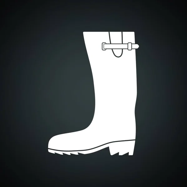Rubber Boot Icon Black Background White Vector Illustration — Stock Vector