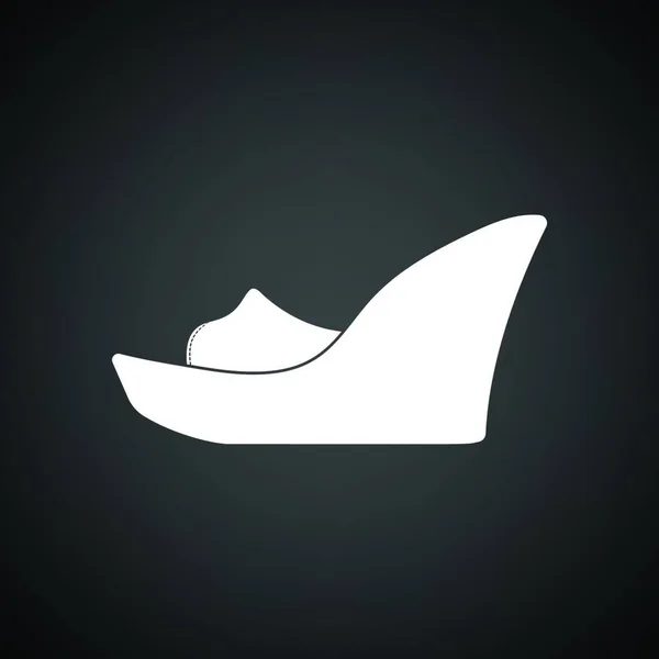 Ícone Sapato Plataforma Fundo Preto Com Branco Ilustração Vetorial — Vetor de Stock