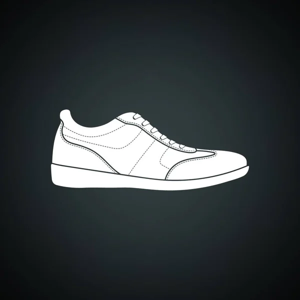 Ícone Sapato Casual Homem Fundo Preto Com Branco Ilustração Vetorial — Vetor de Stock
