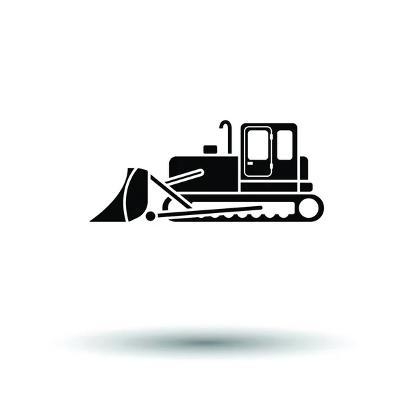 Icono Excavadora Construcción Fondo Blanco Con Diseño Sombra Ilustración Vectorial — Vector de stock