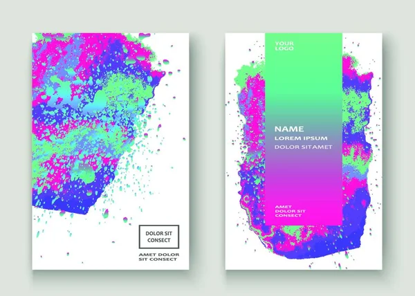 Neon Splash Artistieke Cover Ontwerp Vloeibare Holografische Gradiënt Explosie Splatter — Stockvector