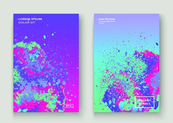 Neon Splash Artistieke Cover Ontwerp Vloeibare Holografische Gradiënt Explosie Splatter — Stockvector