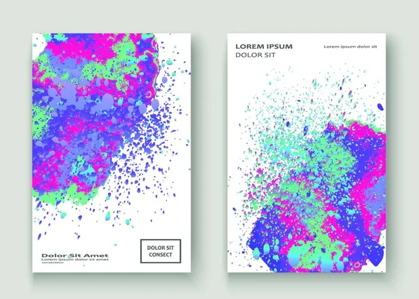 Neon Splash Artistieke Cover Ontwerp Vloeibare Holografische Gradiënt Explosie Splatter — Stockvector