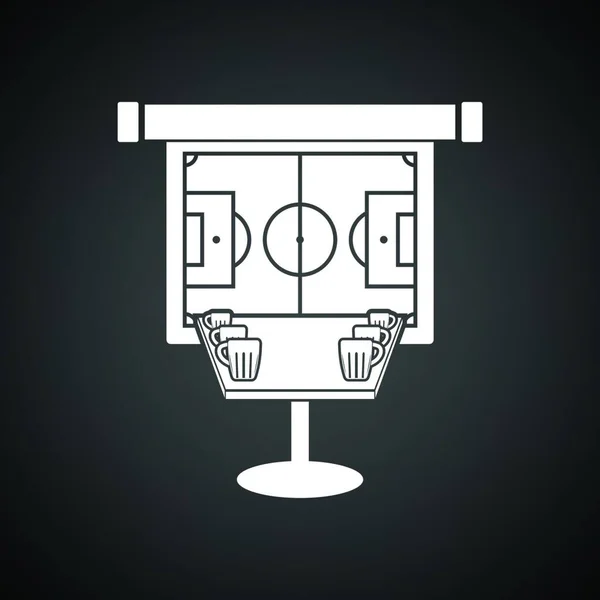Sportovní Bar Stůl Hrnky Piva Fotbalový Překlad Projekční Obrazovce Ikony — Stockový vektor