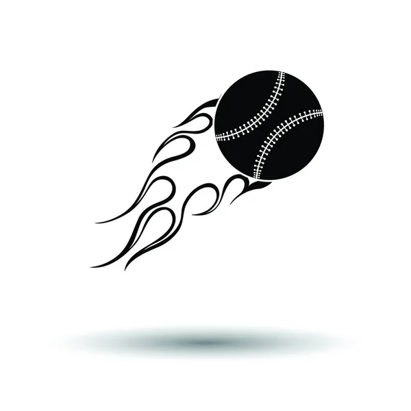 Béisbol Icono Bola Fuego Fondo Blanco Con Diseño Sombra Ilustración — Archivo Imágenes Vectoriales