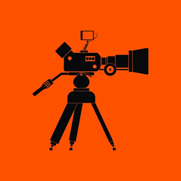 Een Icoon Van Filmcamera Oranje Achtergrond Met Zwart Vectorillustratie — Stockvector