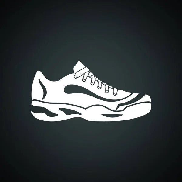 Tennis Sneaker Icon Black Background White Vector Illustration — Stock Vector
